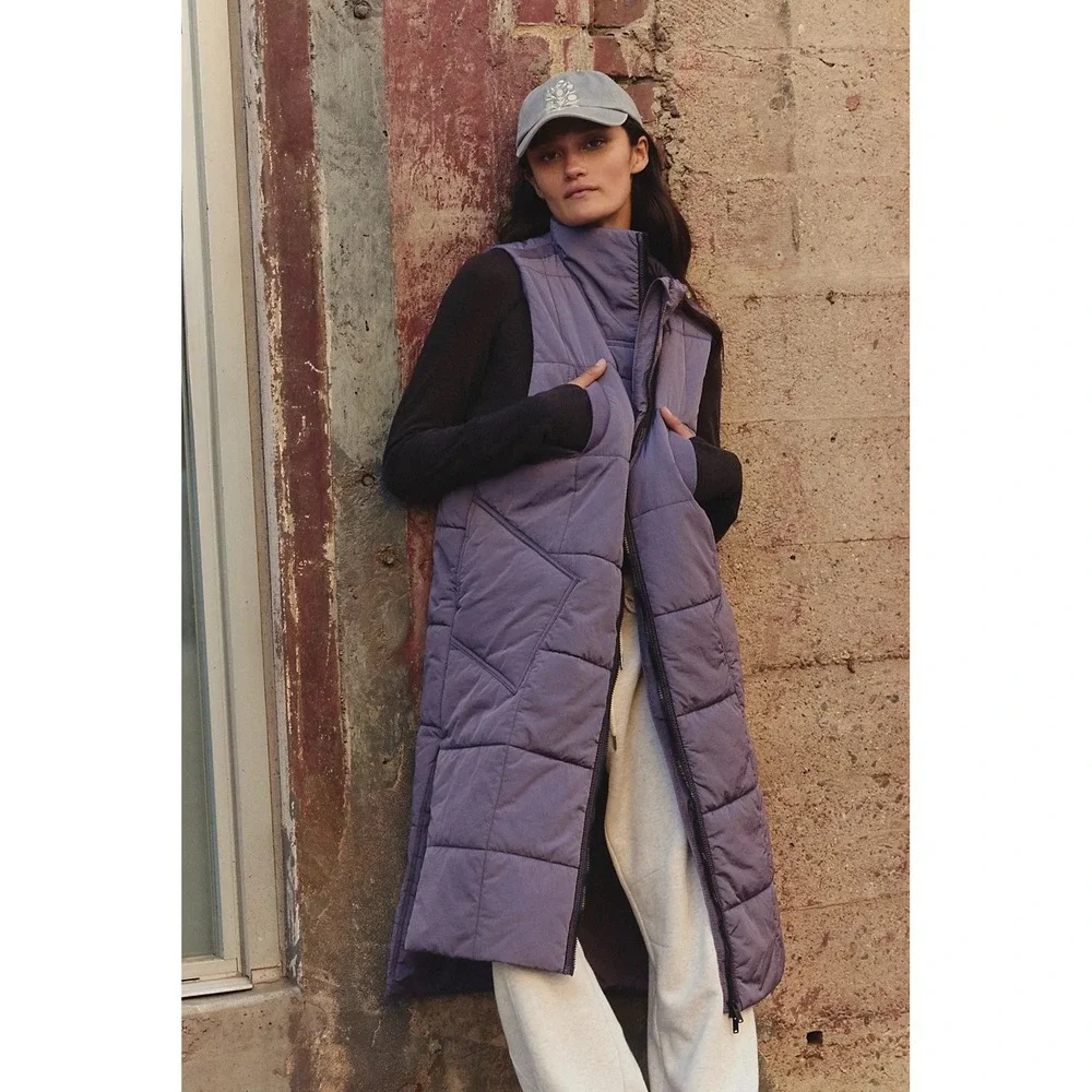 New FP Free People Movement On The Move Packable Puffer Long Vest Large/L